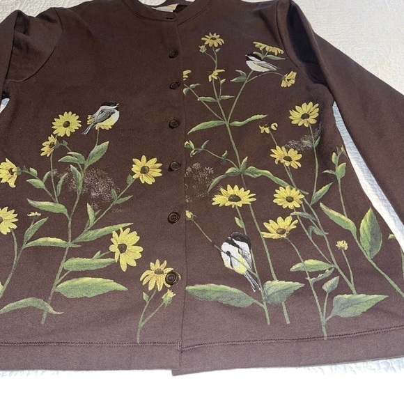 Vintage granny Bird cardigan with flowers - Picture 3 of 7